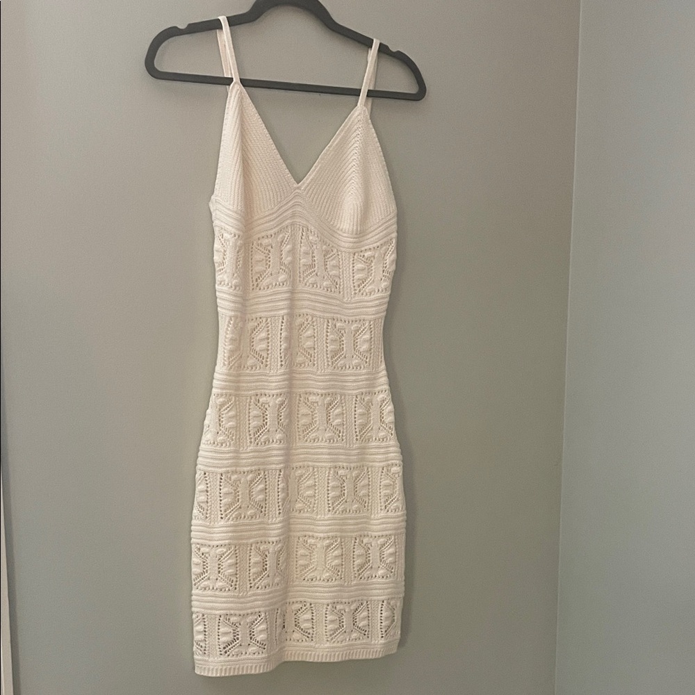 Cream Crochet Mini Dress